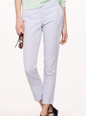 J. Crew Factory Blue Seersucker City Fit Pants Size 2